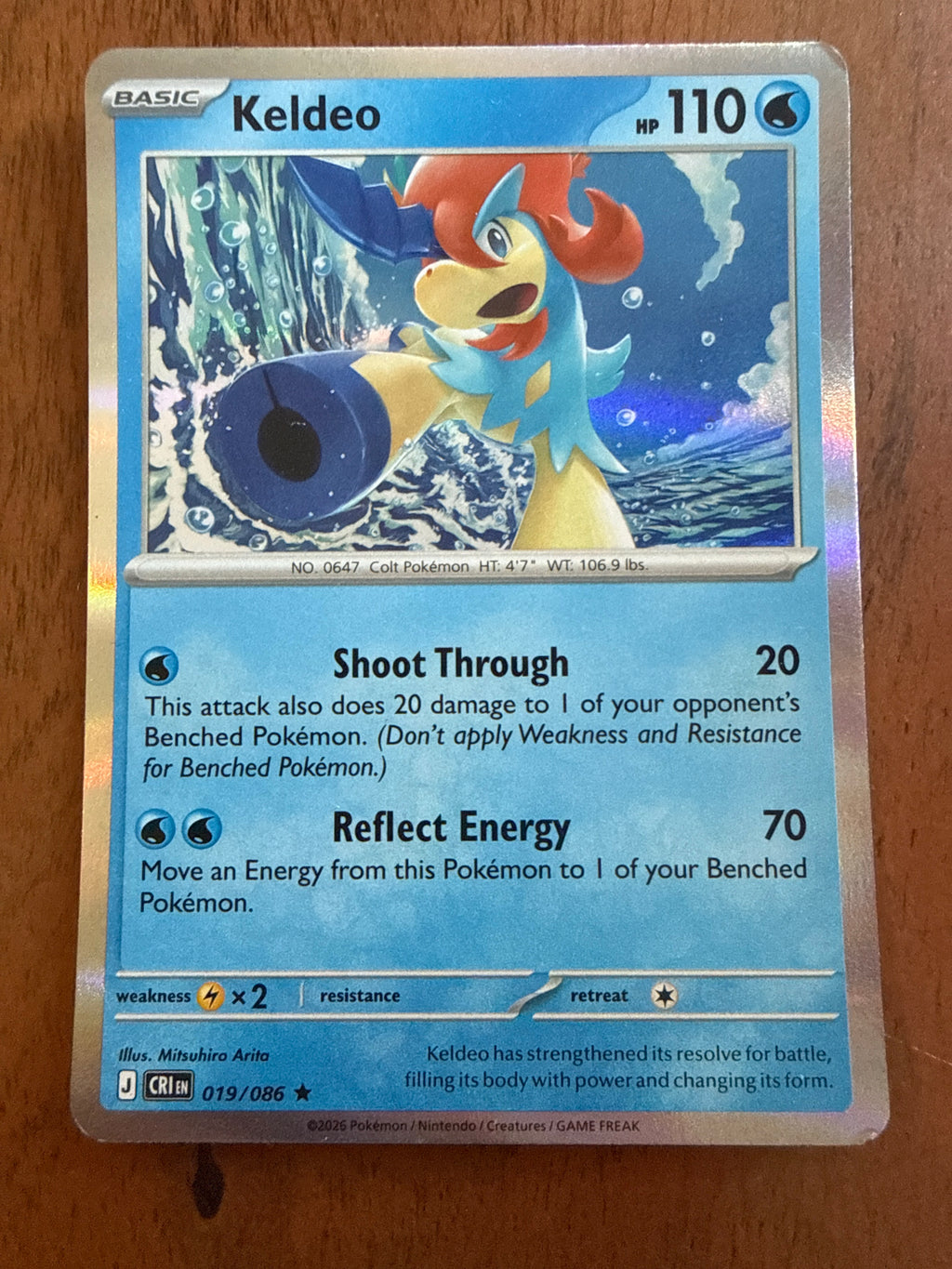 Keldeo - Chaos Rising 019/086 - Reverse Holofoil - Near Mint