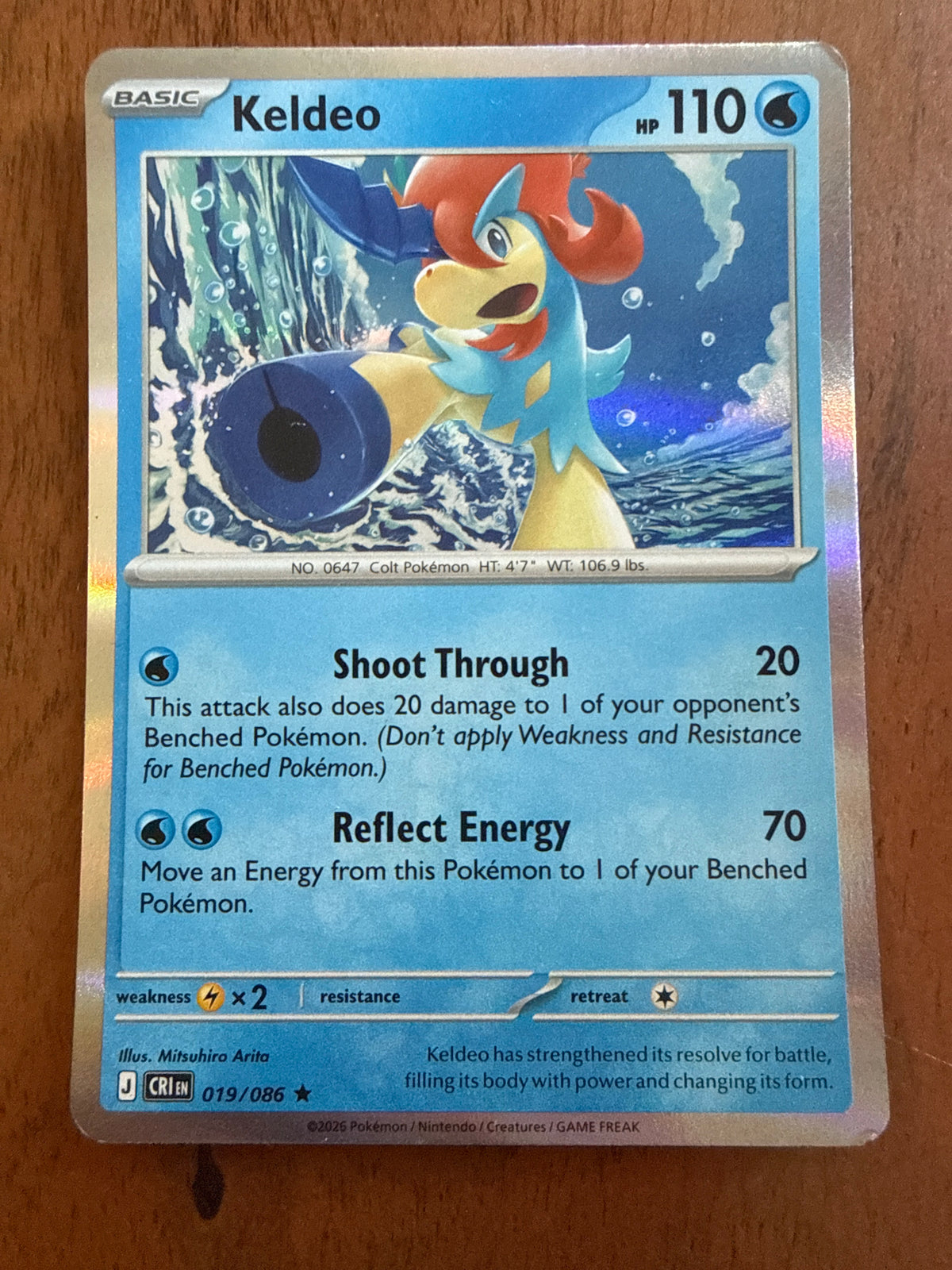 Keldeo - Chaos Rising 019/086 - Reverse Holofoil - Near Mint