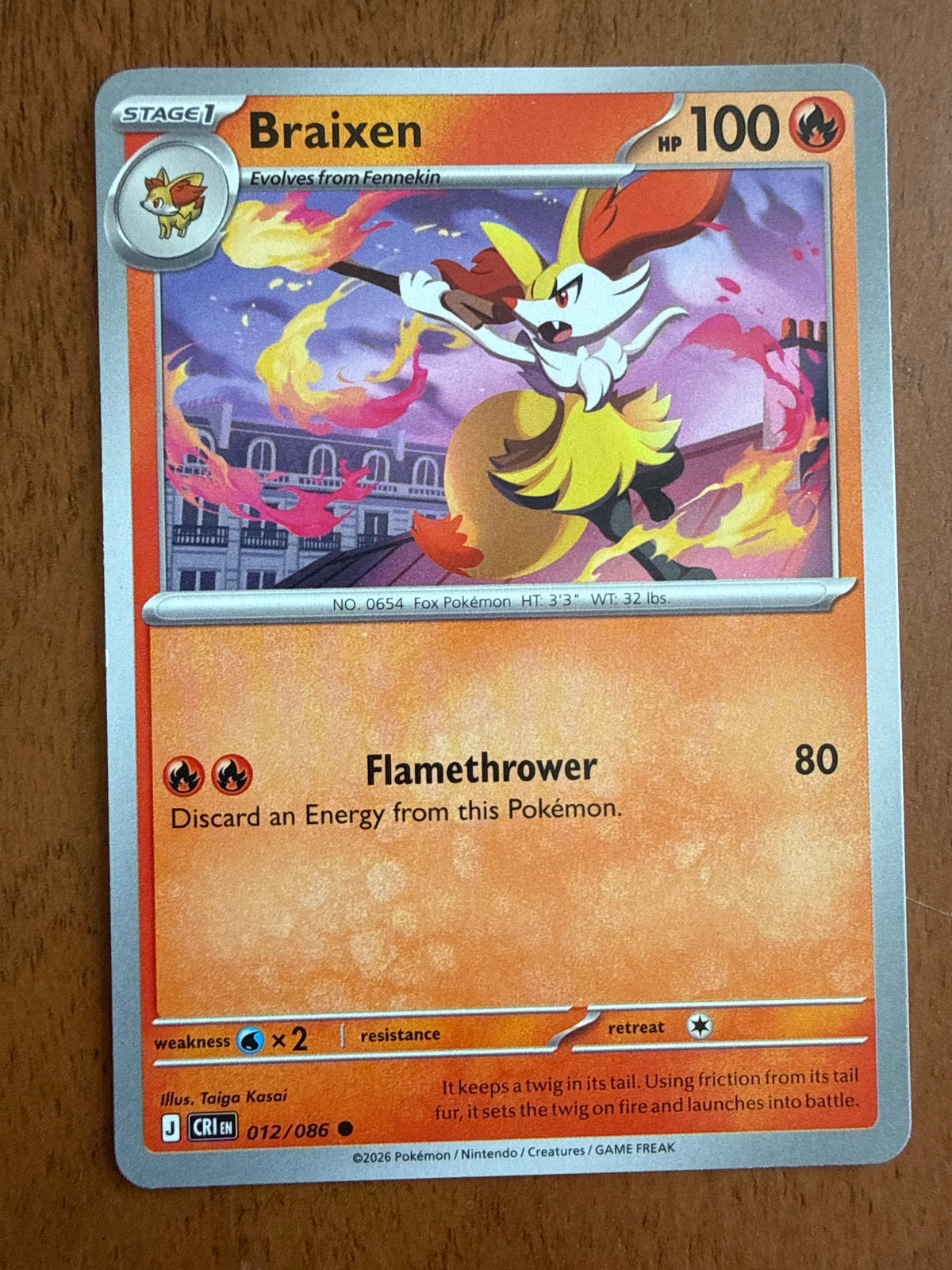 Braixen - Chaos Rising - 012/086 - Near Mint
