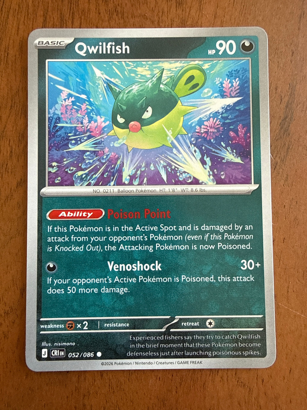 Qwilfish - Chaos Rising - 052/086 - Near Mint